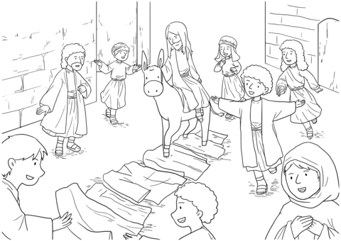 Luke 19 36 38 Triumphal Entry Coloring Page